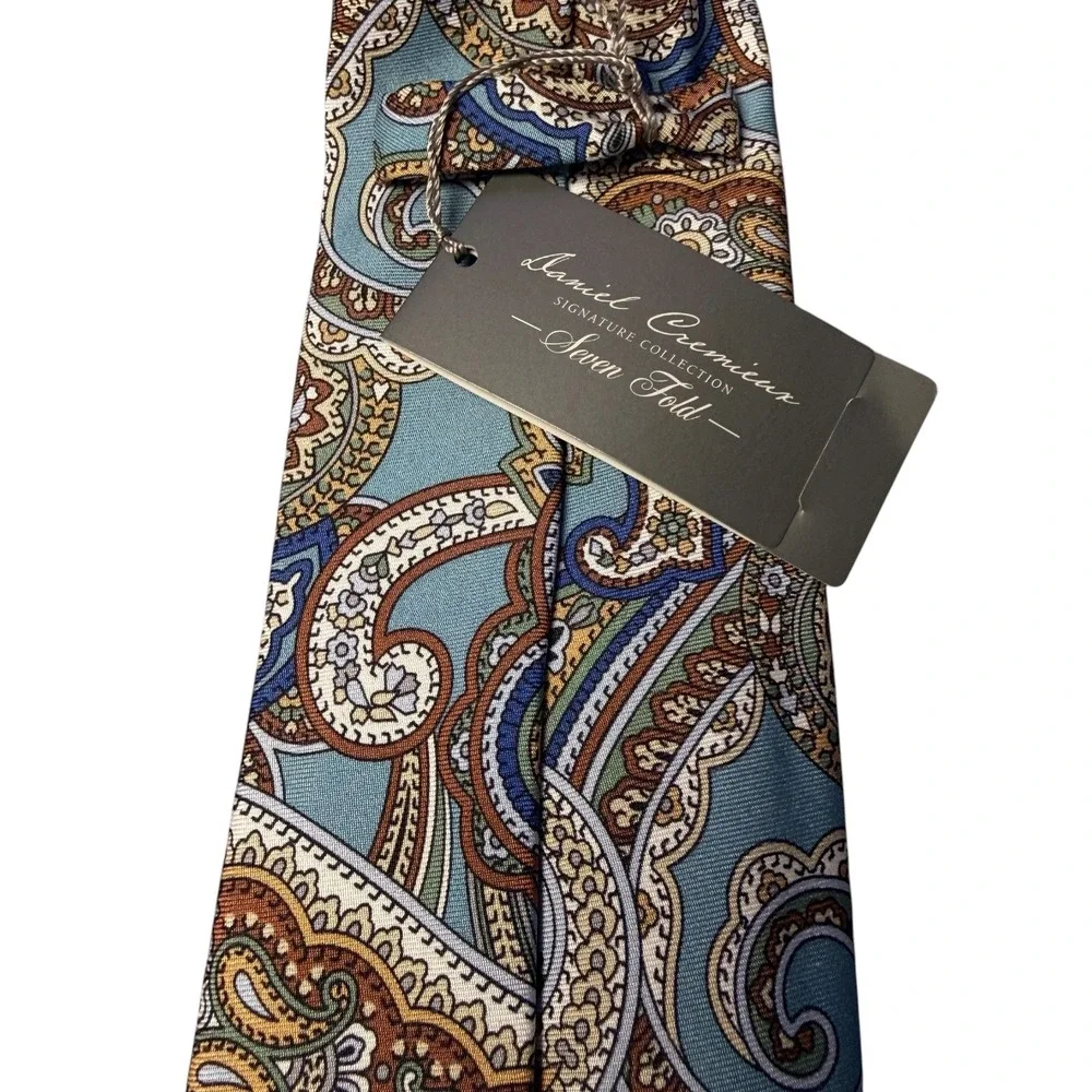 Daniel Cremieux Seven Fold 100% Italian Silk Blue Paisley Tie Ltd Edition 81/307